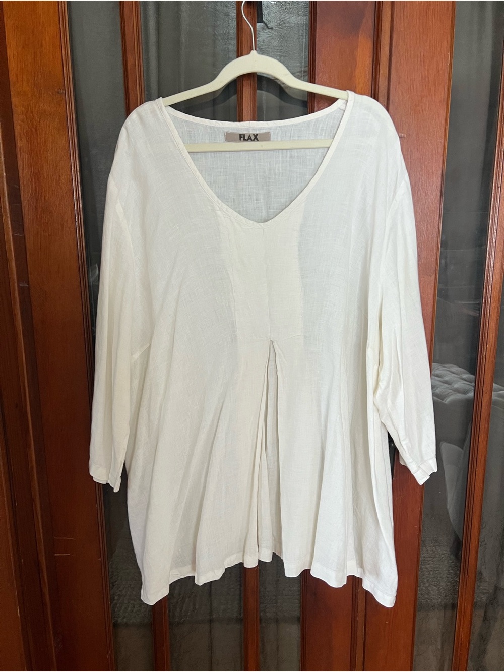 FLAX Cream V-Neck Lightweight and Flowy Tunic Top